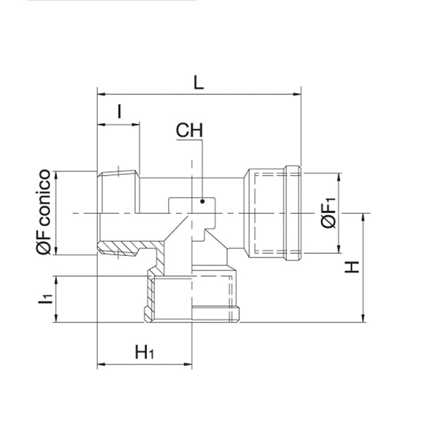 34/F MFF - MALE/FEMALE/FEMALE threaded T fitting - Fittings - Ani (Pack of 10pcs and 5pcs) 34/F MFF - MALE/FEMALE/FEMALE threaded T fitting - Fittings - Ani (Pack of 10pcs and 5pcs)